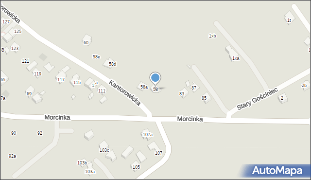 Kraków, Kantorowicka, 58, mapa Krakowa