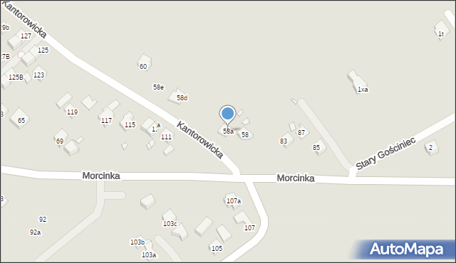 Kraków, Kantorowicka, 58a, mapa Krakowa