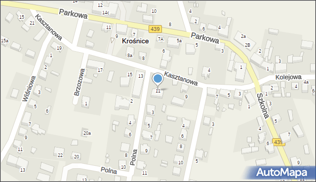 Krośnice, Kasztanowa, 11, mapa Krośnice