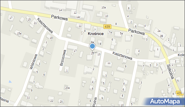 Krośnice, Kasztanowa, 15, mapa Krośnice