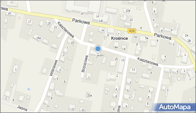 Krośnice, Kasztanowa, 17, mapa Krośnice