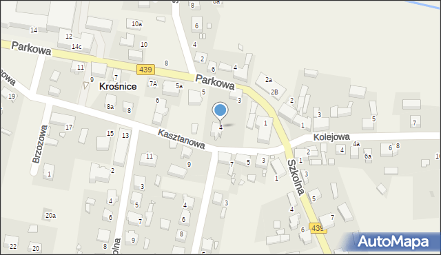 Krośnice, Kasztanowa, 4, mapa Krośnice