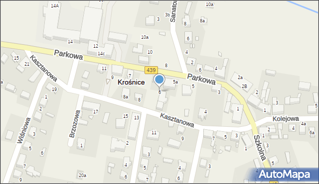 Krośnice, Kasztanowa, 6, mapa Krośnice