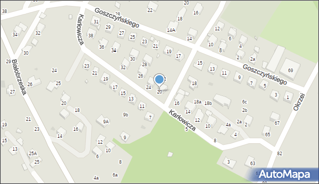 Krosno, Karłowicza Mieczysława, 20, mapa Krosna