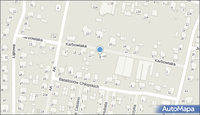 Krotoszyn, Karbowiaka, 9, mapa Krotoszyna