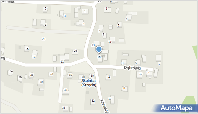 Krzęcin, Kalwaryjska, 15, mapa Krzęcin
