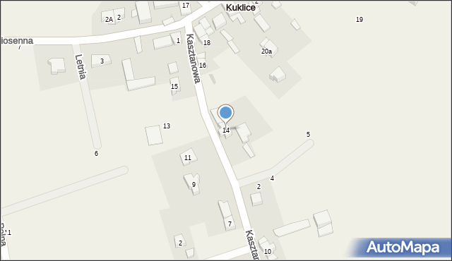 Kuklice, Kasztanowa, 14, mapa Kuklice