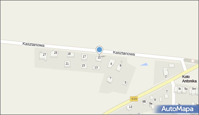 Łąka, Kasztanowa, 11, mapa Łąka