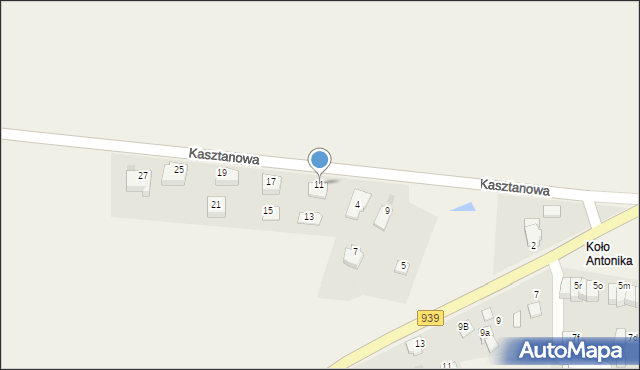 Łąka, Kasztanowa, 11, mapa Łąka