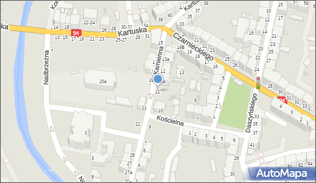 Legnica, Kamienna, 11, mapa Legnicy