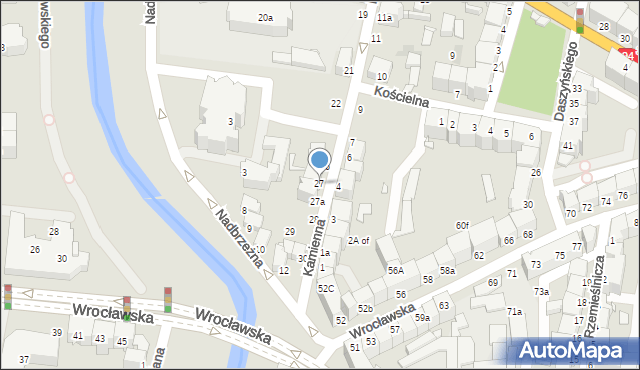 Legnica, Kamienna, 27, mapa Legnicy