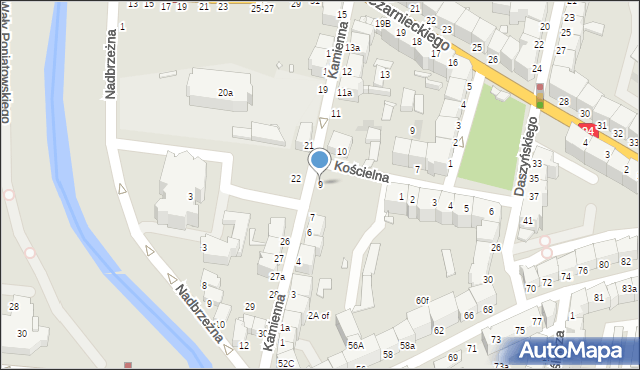 Legnica, Kamienna, 9, mapa Legnicy