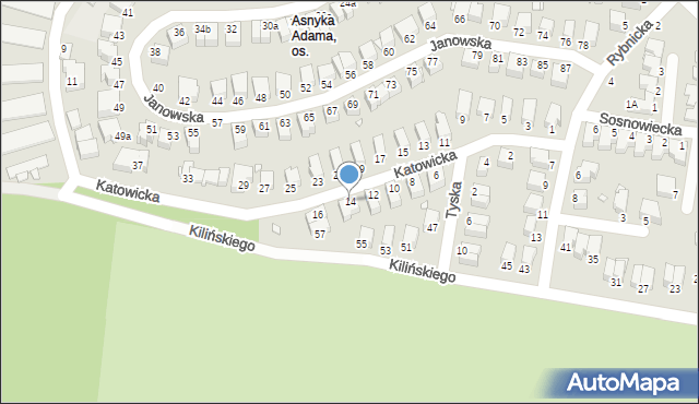 Legnica, Katowicka, 14, mapa Legnicy