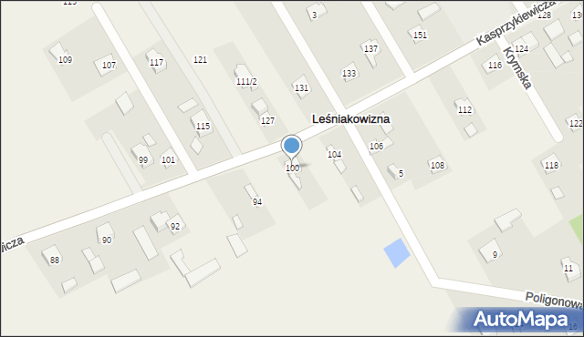 Leśniakowizna, Kasprzykiewicza, 100, mapa Leśniakowizna