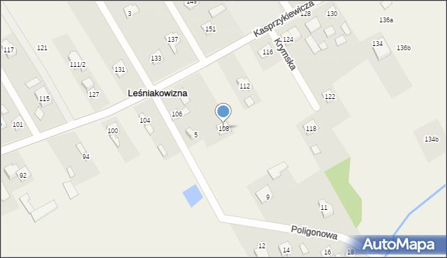 Leśniakowizna, Kasprzykiewicza, 108, mapa Leśniakowizna