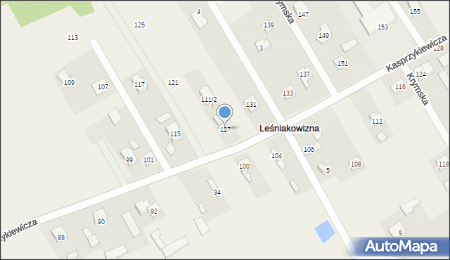 Leśniakowizna, Kasprzykiewicza, 127, mapa Leśniakowizna