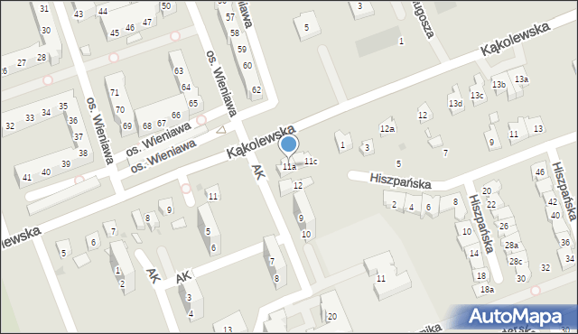 Leszno, Kąkolewska, 11a, mapa Leszno