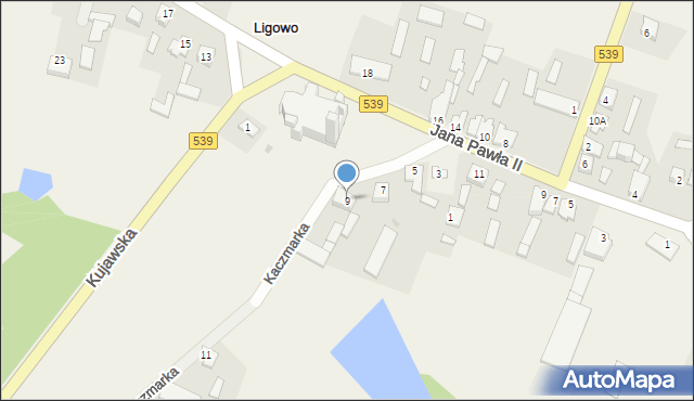 Ligowo, Kaczmarka Czesława, bp., 9, mapa Ligowo