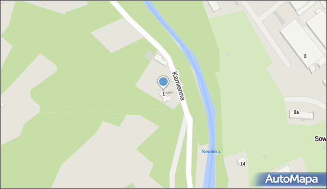 Limanowa, Kamienna, 1, mapa Limanowa