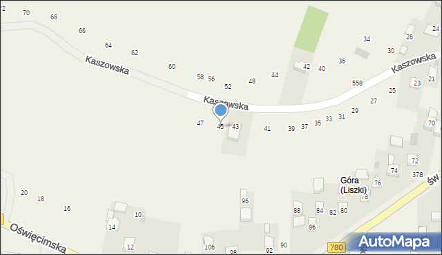 Liszki, Kaszowska, 45, mapa Liszki