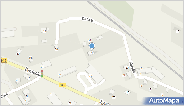 Łodygowice, Kaniów, 29, mapa Łodygowice