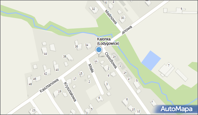 Łodygowice, Kasztanowa, 13, mapa Łodygowice