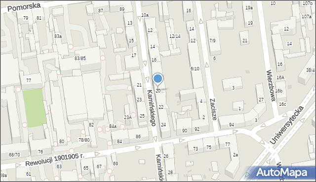 Łódź, Kamińskiego Aleksandra, hm., 20, mapa Łodzi