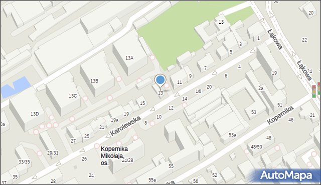 Łódź, Karolewska, 13, mapa Łodzi