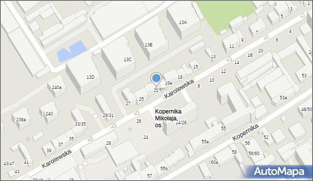 Łódź, Karolewska, 21, mapa Łodzi