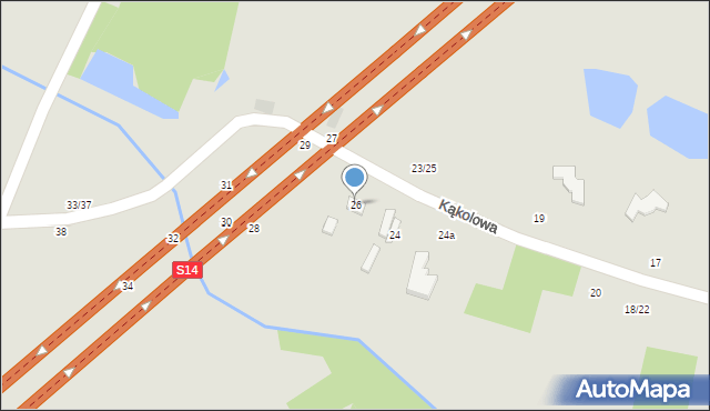 Łódź, Kąkolowa, 26, mapa Łodzi