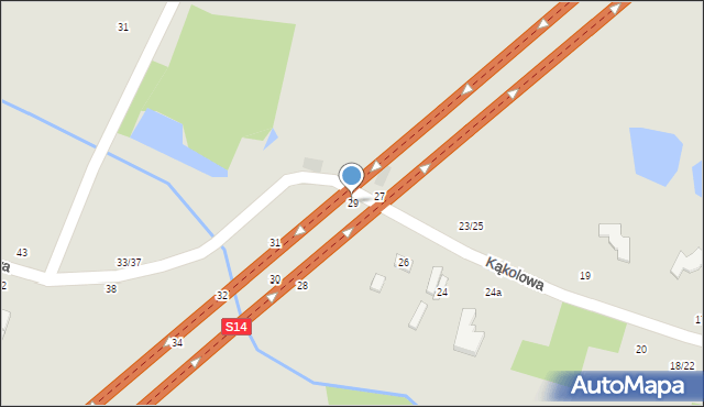 Łódź, Kąkolowa, 29, mapa Łodzi