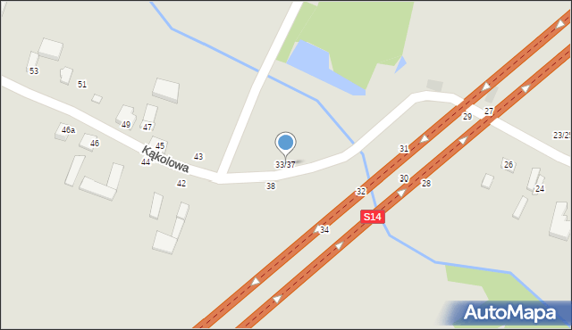 Łódź, Kąkolowa, 33/37, mapa Łodzi