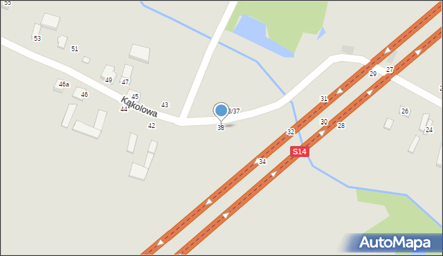 Łódź, Kąkolowa, 38, mapa Łodzi