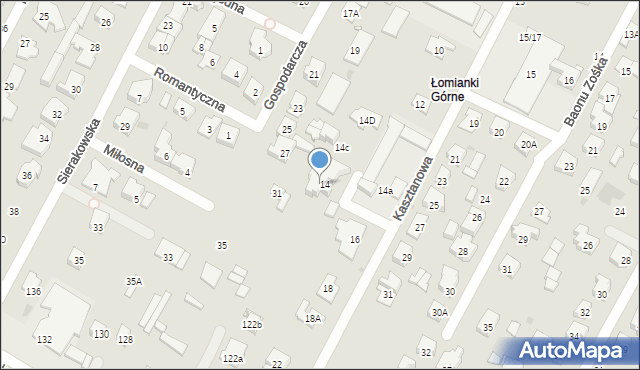 Łomianki, Kasztanowa, 14b, mapa Łomianki