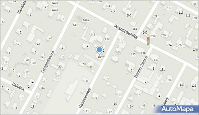 Łomianki, Kasztanowa, 4A, mapa Łomianki