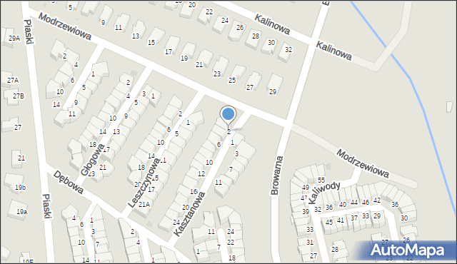 Łomża, Kasztanowa, 2, mapa Łomży