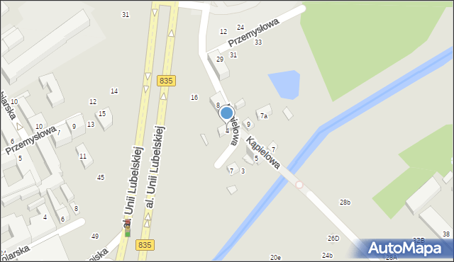 Lublin, Kąpielowa, 4, mapa Lublina