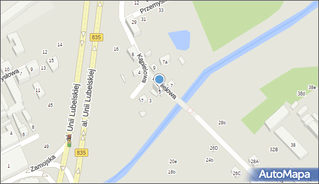 Lublin, Kąpielowa, 5, mapa Lublina