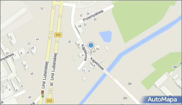 Lublin, Kąpielowa, 9, mapa Lublina