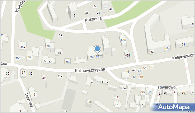 Lublin, Kalinowszczyzna, 62, mapa Lublina