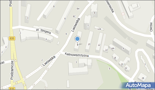 Lublin, Kalinowszczyzna, 8, mapa Lublina