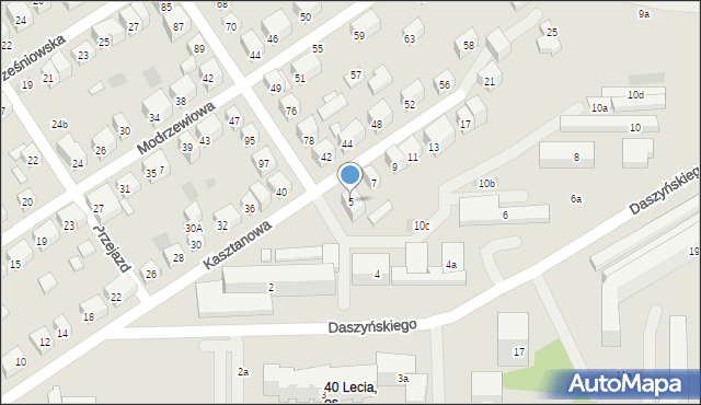 Lublin, Kasztanowa, 5, mapa Lublina