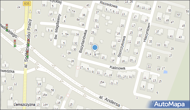 Lublin, Kalinowa, 6, mapa Lublina