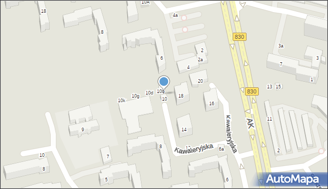 Lublin, Kawaleryjska, 10a, mapa Lublina