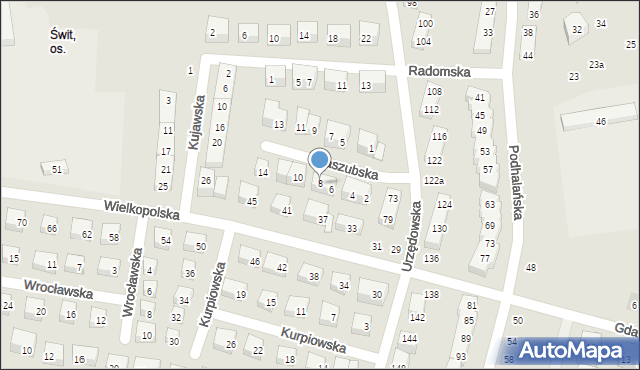 Lublin, Kaszubska, 8, mapa Lublina