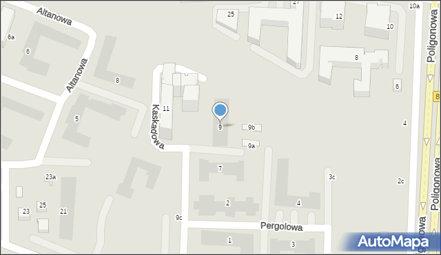 Lublin, Kaskadowa, 9, mapa Lublina