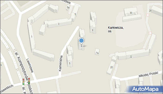 Lublin, Kameralna, 7, mapa Lublina