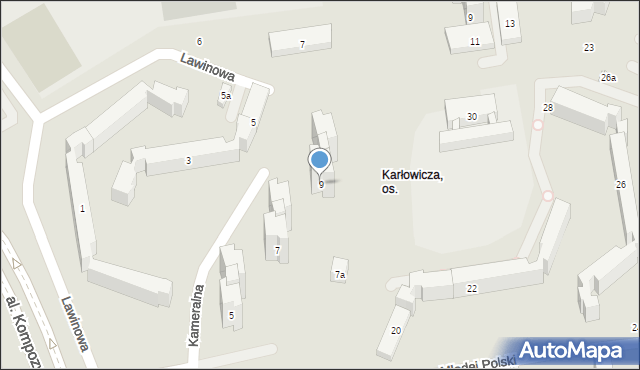 Lublin, Kameralna, 9, mapa Lublina