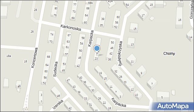 Lublin, Karpacka, 25, mapa Lublina