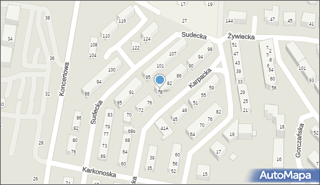 Lublin, Karpacka, 78, mapa Lublina